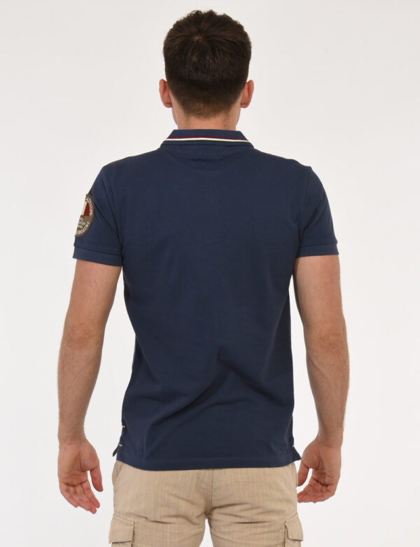 Polo Aeronautica Italiana Blu - Polo classica in blu avio con logo brand ad altezza cuore in beige perfettamente coordinato