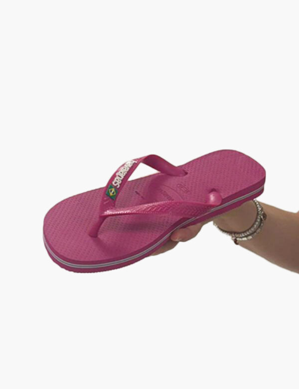 Infradito Havaianas Rosa - Ciabatte modello infradito in total rosa shocking con stringa a Y coordinata e logo brand Brasile