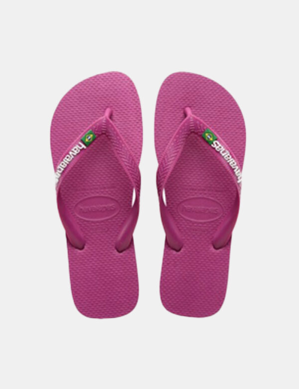 Infradito Havaianas Rosa - Ciabatte modello infradito in total rosa shocking con stringa a Y coordinata e logo brand Brasile
