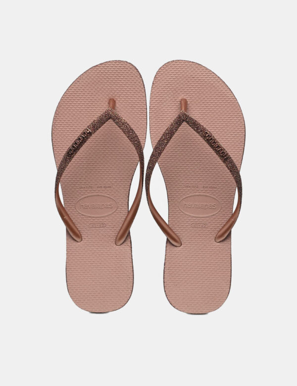 Infradito Havaianas Marrone - Ciabatte modello infradito in total marrone con stringa a Y coordinata e glitterata. La calzat