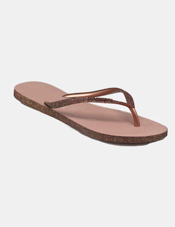 Infradito Havaianas Marrone - Ciabatte modello infradito in total marrone con stringa a Y coordinata e glitterata. La calzat
