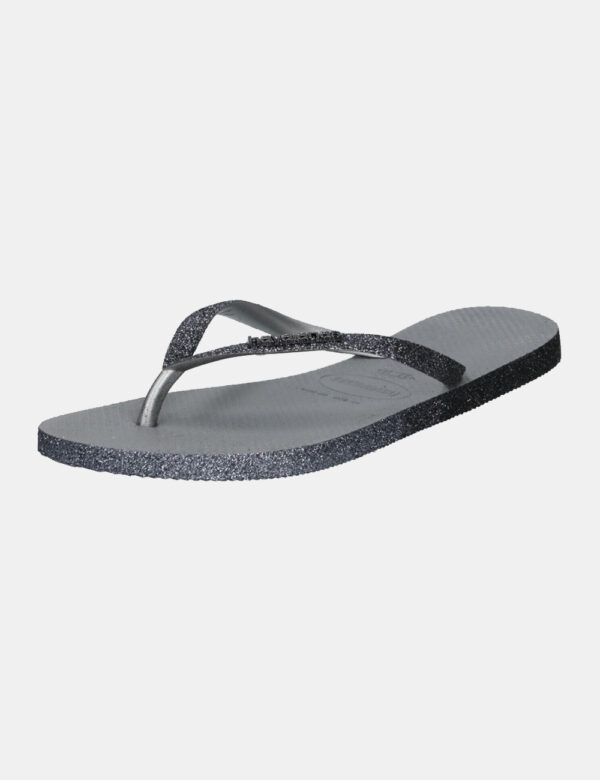 Infradito Havaianas Grigio - Ciabatte modello infradito in total grigio con glitter più stringa a Y coordinata e glitterata.