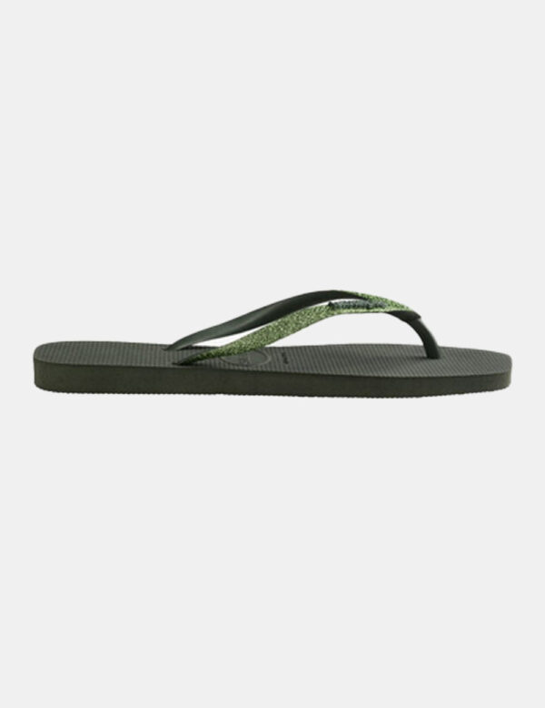 Infradito Havaianas Verde - Ciabatte modello infradito in total verde con stringa a Y coordinata e glitterata. La calzata è