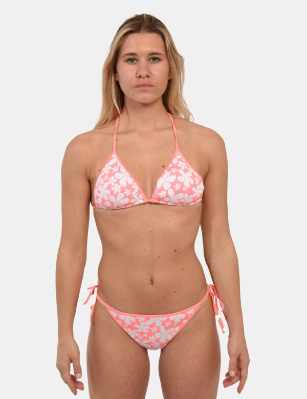 Slip Sundek Rosa - Slip costume modello sgambato su base rosa con stampa allover floreale bianca. La vestibilità è morbida e
