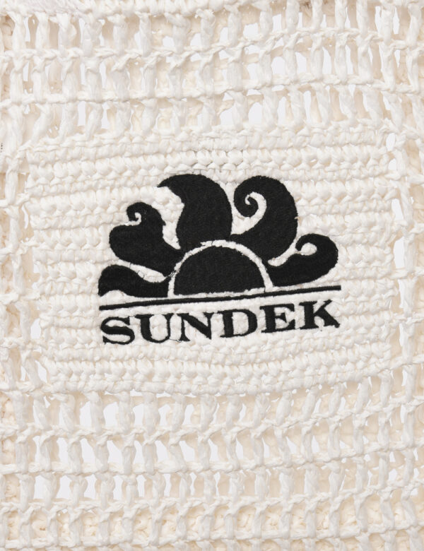 Borsa Sundek Bianco - Originale borsa mare in carta ed in total bianco con logo brand ricamato nero. L'accessorio si present