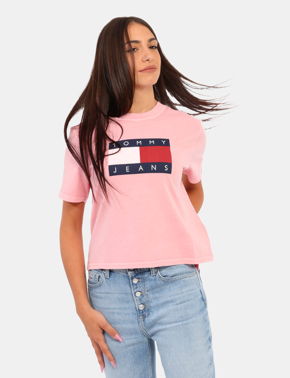 Maglietta rosa tommy hilfiger on sale
