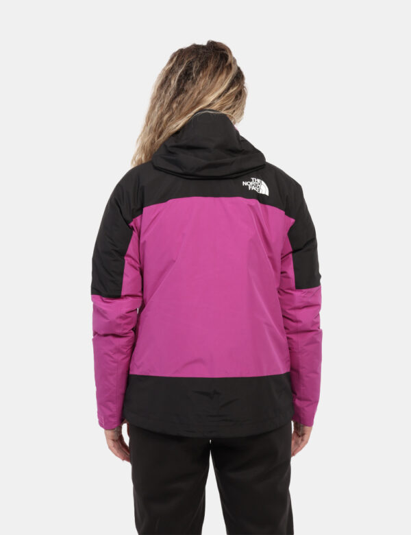 Piumino The North Face Fucsia - Piumino iconico The North Face bicolore esternamente, fucsia e nero, e internamente bordeaux