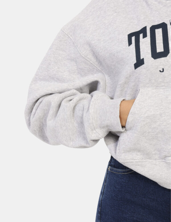 Felpa TOMMY HILFIGER Grigio - Felpa classica con cappuccio in total grigio chiaro con logo brand centrale in blu. Presente t