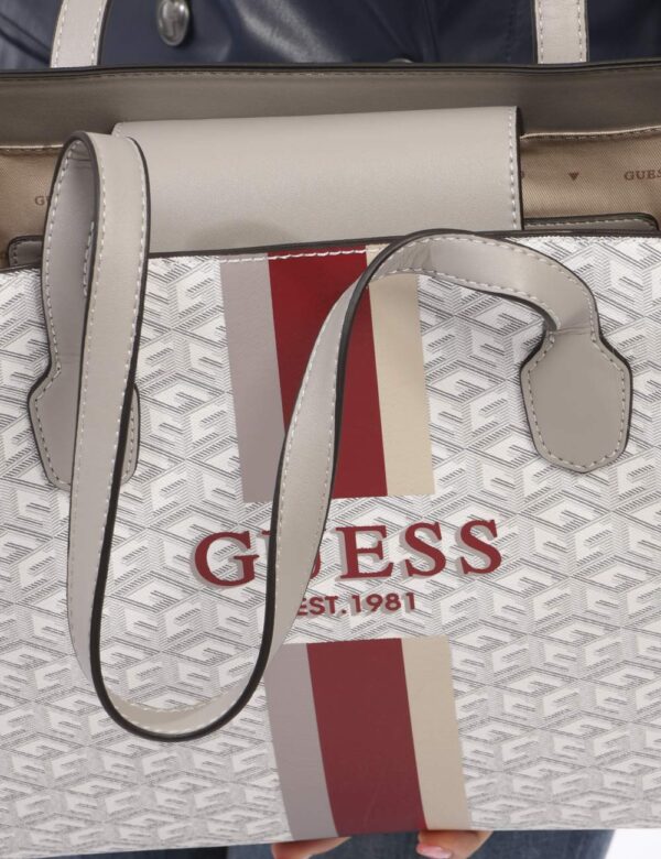 Borsa GUESS Grigio - Borsa a mano semirigida di grandi dimensioni in fantasia grigia e bianca. L'interno è capiente con unic