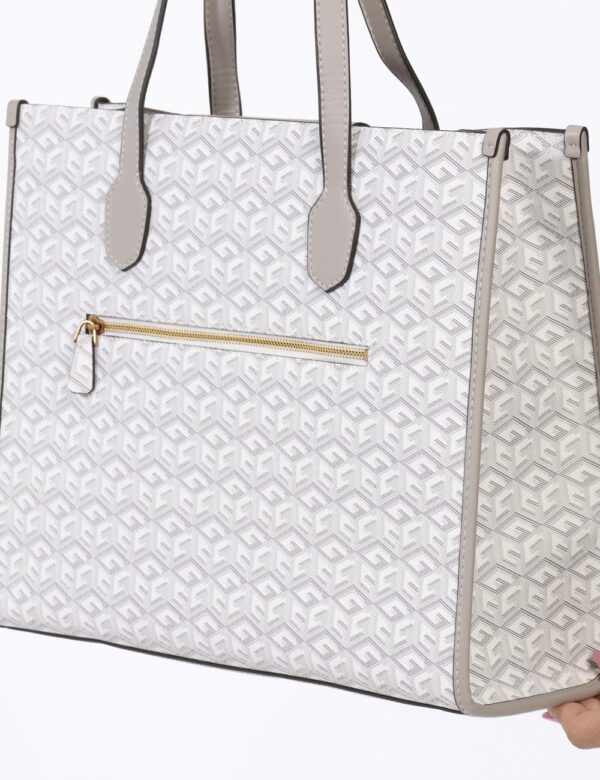 Borsa GUESS Grigio - Borsa a mano semirigida di grandi dimensioni in fantasia grigia e bianca. L'interno è capiente con unic
