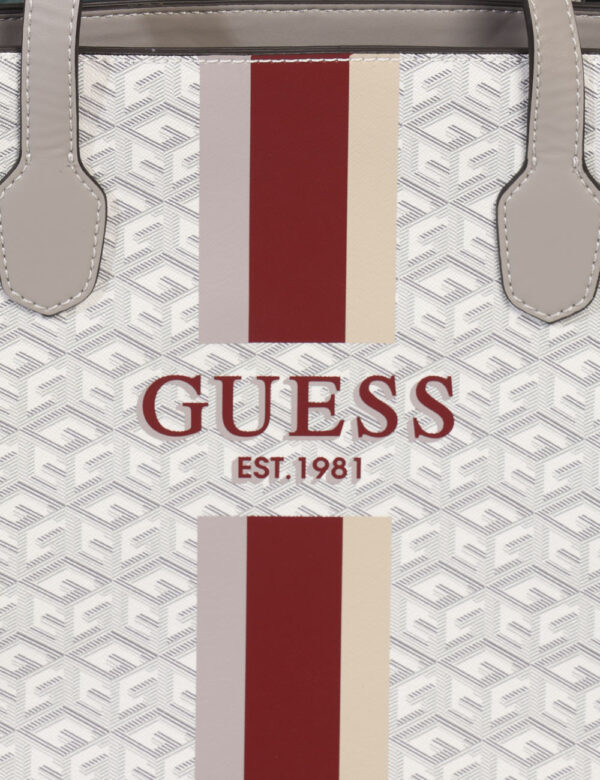 Borsa GUESS Grigio - Borsa a mano semirigida di grandi dimensioni in fantasia grigia e bianca. L'interno è capiente con unic