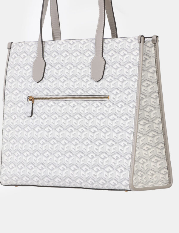 Borsa GUESS Grigio - Borsa a mano semirigida di grandi dimensioni in fantasia grigia e bianca. L'interno è capiente con unic