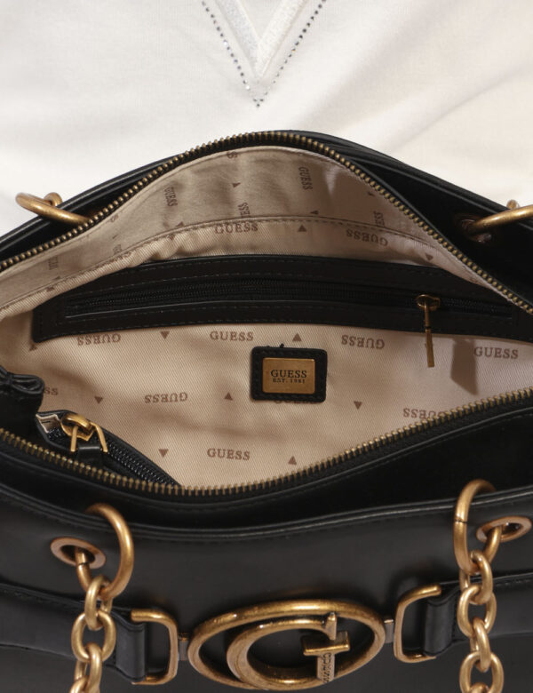 Borsa GUESS Nero - Borsa a mano semirigida in simil pelle ed in total nero. L'interno è capiente con doppio scompartimento p