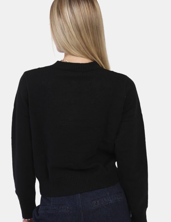 Maglione Yes Zee Nero - Maglione modello cardigan in total nero con perline coordinate. La vestibilità è morbida e pratica g