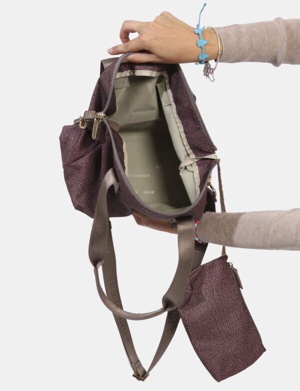 Borsa Borbonese Grigio - Borsa a tracolla di medie dimensioni in total grigio e viola prugna. Presente unico scompartimento