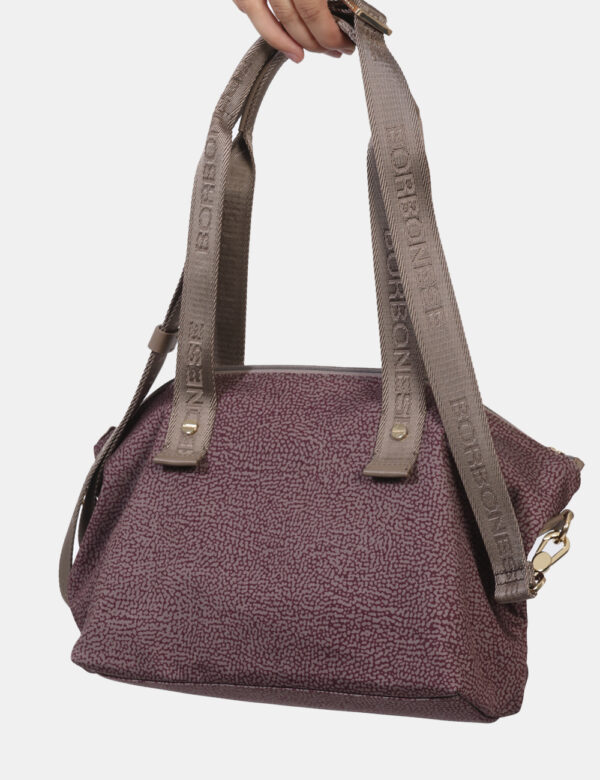 Borsa Borbonese Grigio - Borsa a tracolla di medie dimensioni in total grigio e viola prugna. Presente unico scompartimento