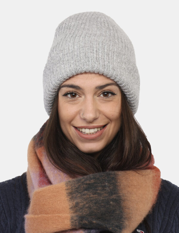 Cappello Concept83 Grigio - Cappello modello berretto con risvolto, in total grigio chiaro con filo lurex finissimo argentat