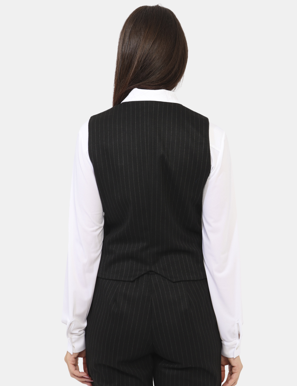 GT54GES-OV_NERO_AI24_2 Gilet Materica Nero - Gilet classico in total nero gessato bianco. La vestibilità è morbida e pratica grazie a bottoni ad as