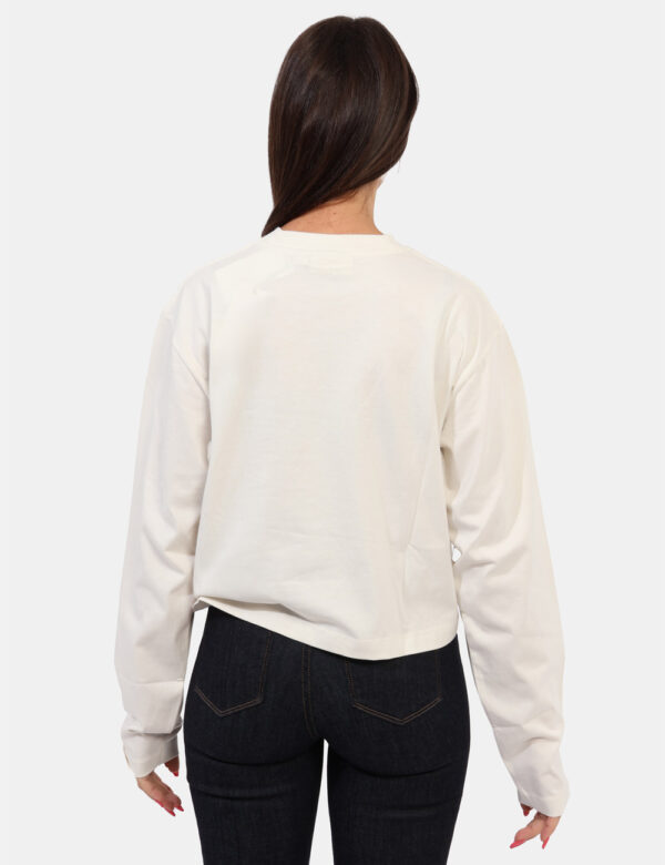 Maglia Calvin Klein Bianco - Maglia classica a maniche lunghe in total bianco con stampa logo brand. La vestibilità è morbid
