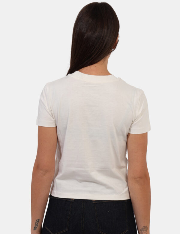 T-shirt Calvin Klein Bianco - T-shirt classica, corta, su base bianca con stampa logo brand in grigio. La vestibilità è morb