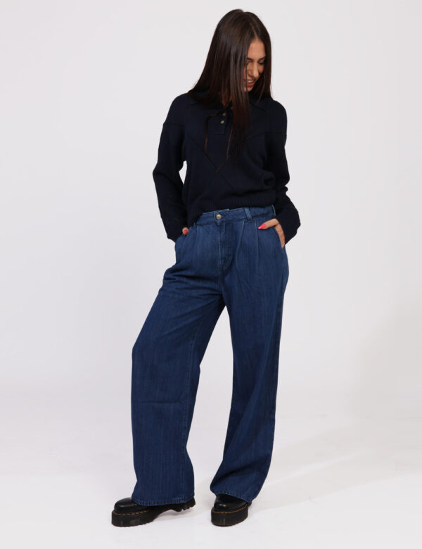 Jeans Pepe Jeans Jeans - Jeans a palazzo dal taglio ampio con pences frontali, vita elasticizzata per una vestibilità comoda
