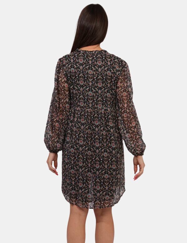 Vestito Pepe Jeans Fantasia - Vestito corto su base nera con stampa allover floreale in tinta coordinata. Presenti maniche a
