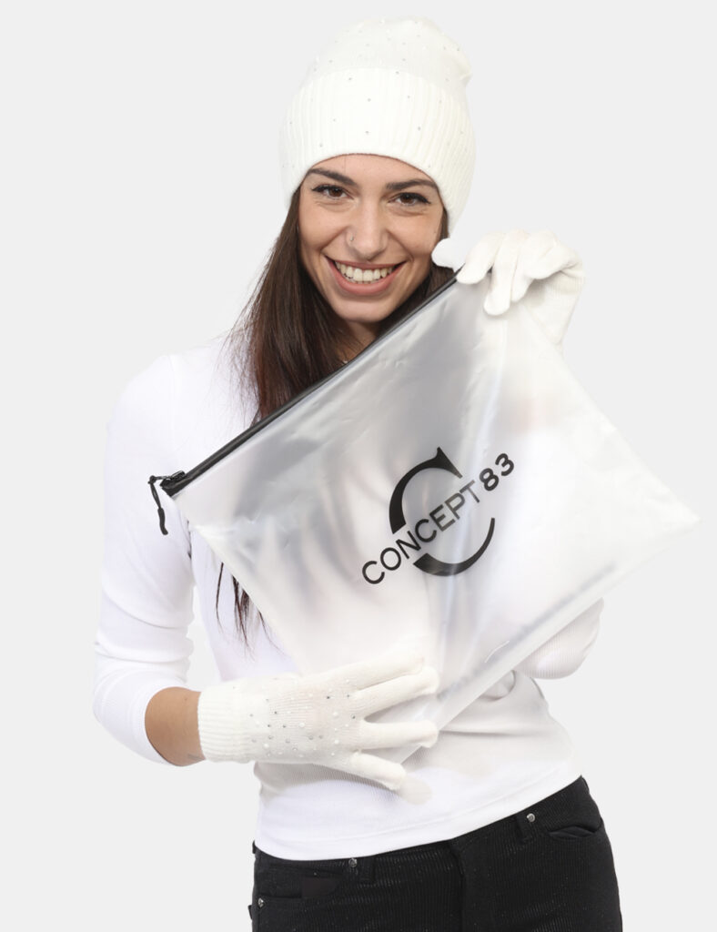 Cappello Fracomina azzurro lurex - Set sciarpa e guanti Concept83 Bianco