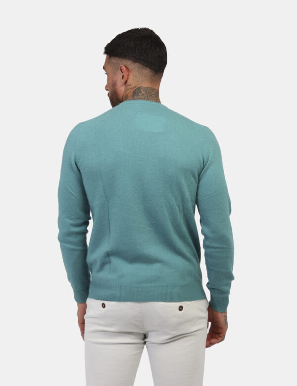 Maglione Maison Du Cachemire Verde - Maglione con girocollo classico in cachemire ed in total verde tiffany. La vestibilità