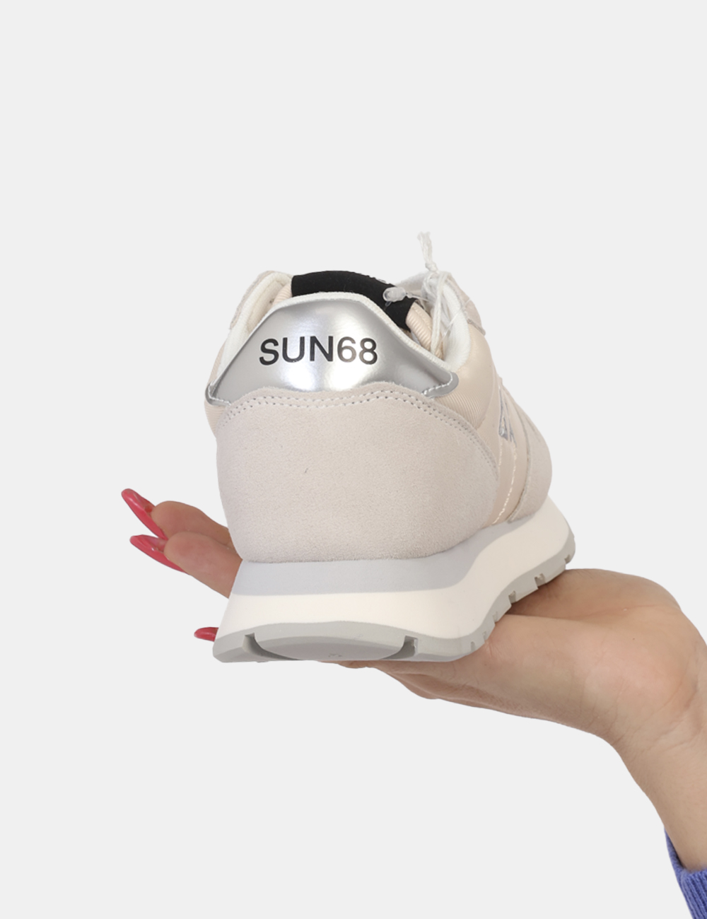 Z44202-OV_BIANCO-PANNA_AI24_3 Sneakers Sun68 Panna - Sneakers in total panna con richiami argento e beige. La calzata è morbida e confortevole grazie a la