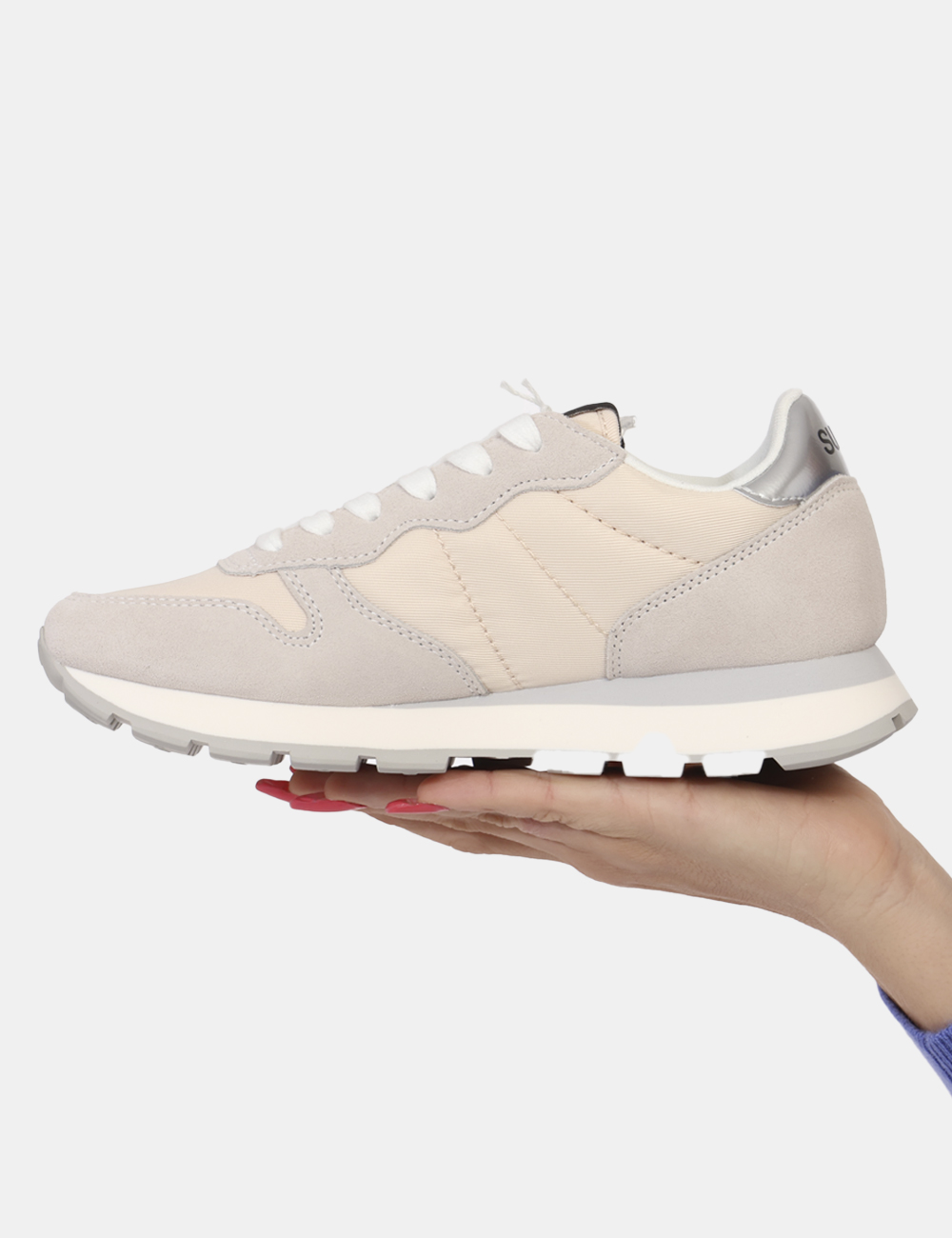 Z44202-OV_BIANCO-PANNA_AI24_4 Sneakers Sun68 Panna - Sneakers in total panna con richiami argento e beige. La calzata è morbida e confortevole grazie a la