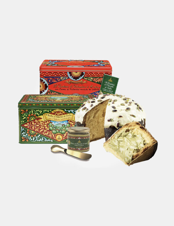 Panettone Dolce & Gabbana Pistacchio 600gr - Cofanetto natalizio Dolce & Gabbana con panettone al pistacchio di Sicilia da 1