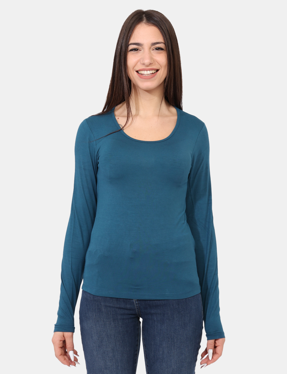 PK781010-OV_OTTANIO_AI24_6 Maglia Rue De Clerie Azzurro - Maglia classica a maniche lunghe in total azzurro ottanio. La vestibilità è morbida e regola