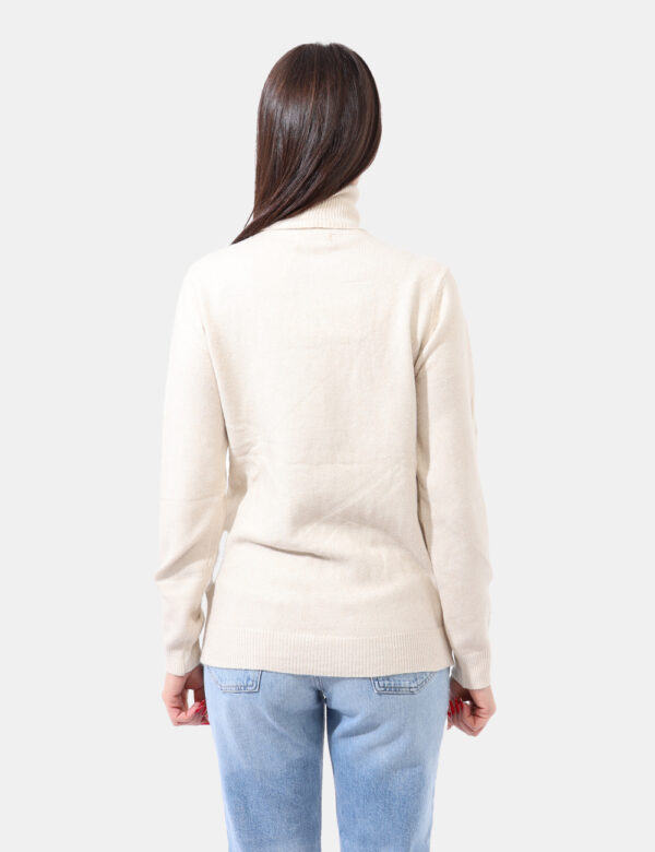 Maglione dolcevita Sandro Ferrone Beige - Maglione a collo alto, su trama intrecciata ed in total beige arricchito da filo l