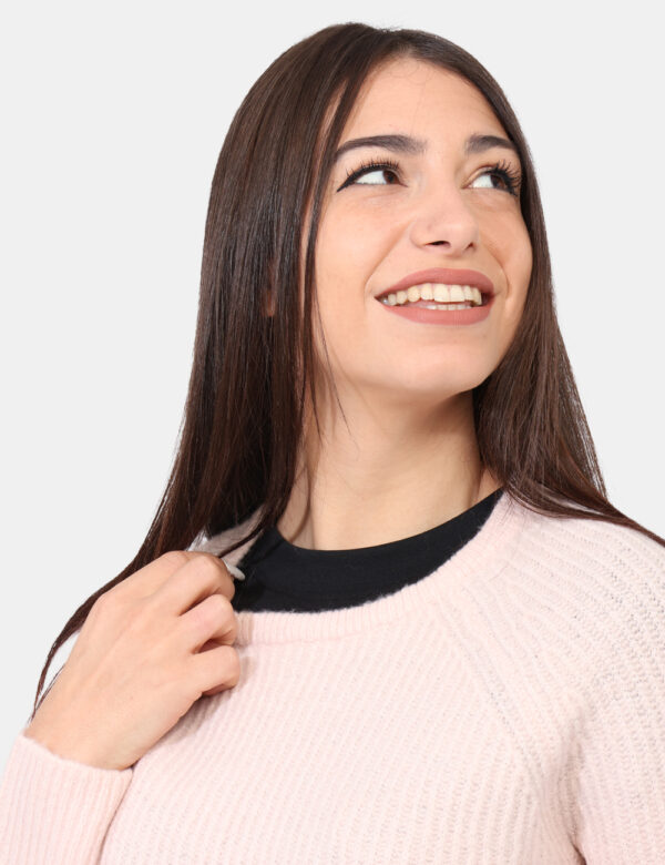 Maglione Rue De Clerie Rosa - Maglione con girocollo ampio, in total rosa cipria, lavorato a maglia. La vestibilità è morbid