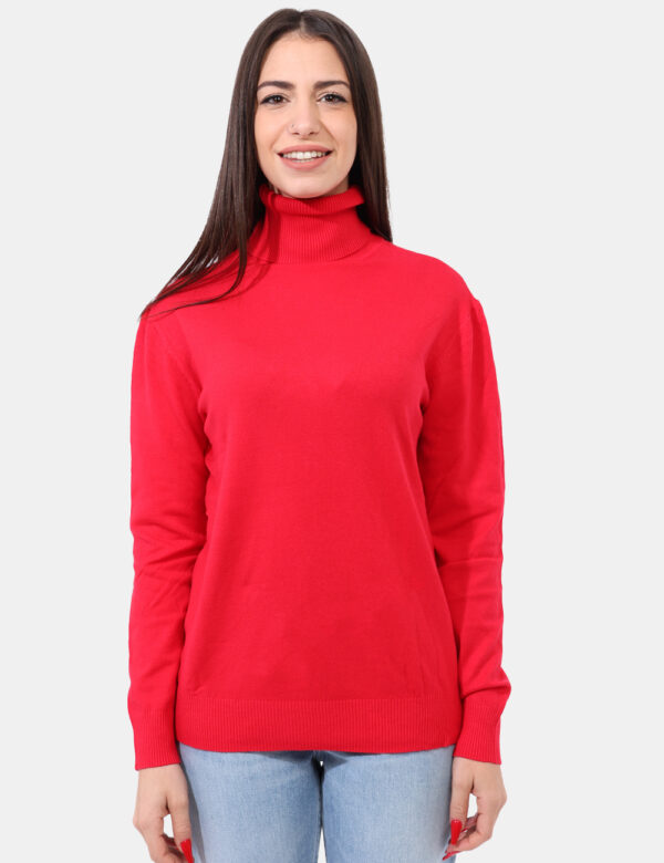 Maglione dolcevita Maison Du Cachemire Rosso - Maglione in misto lana in total rosso con collo alto. La vestibilità è morbid