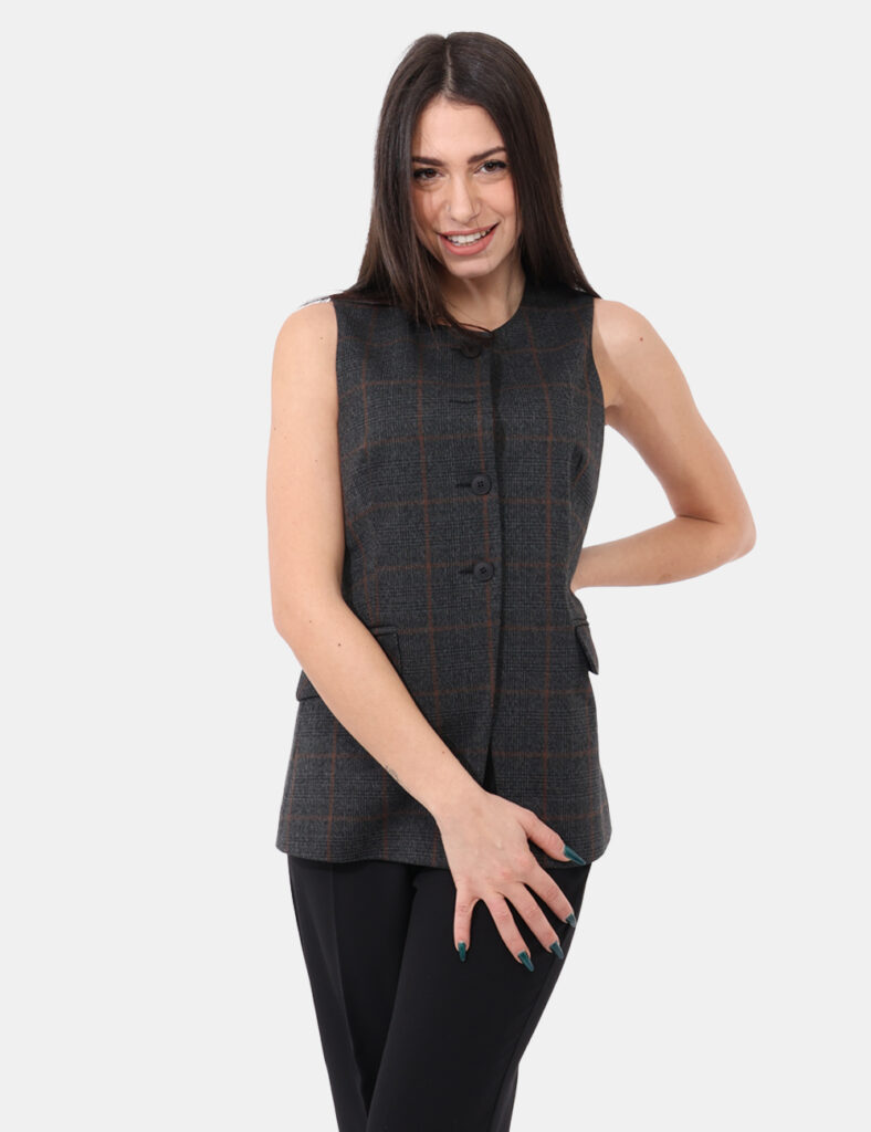 Sandro Ferrone gilet lungo fluido con apertura ecrù main image 1