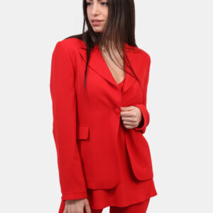 Blazer Materica Rosso - Blazer classico in total rosso con fake tasche a taglio. La vestibilità è morbida e pratica grazie a
