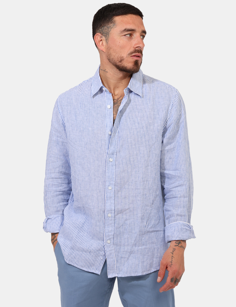 Camicia Uomo Guess In Cotone Biologico | Girocollo Con Grafica Sul Petto E Manica | Casual Smart