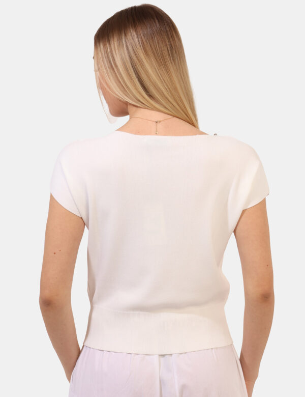 T-shirt Rue De Clerie Bianco - T-shirt in maglina in total bianco con glitter argentati sul girocollo. La vestibilità è morb