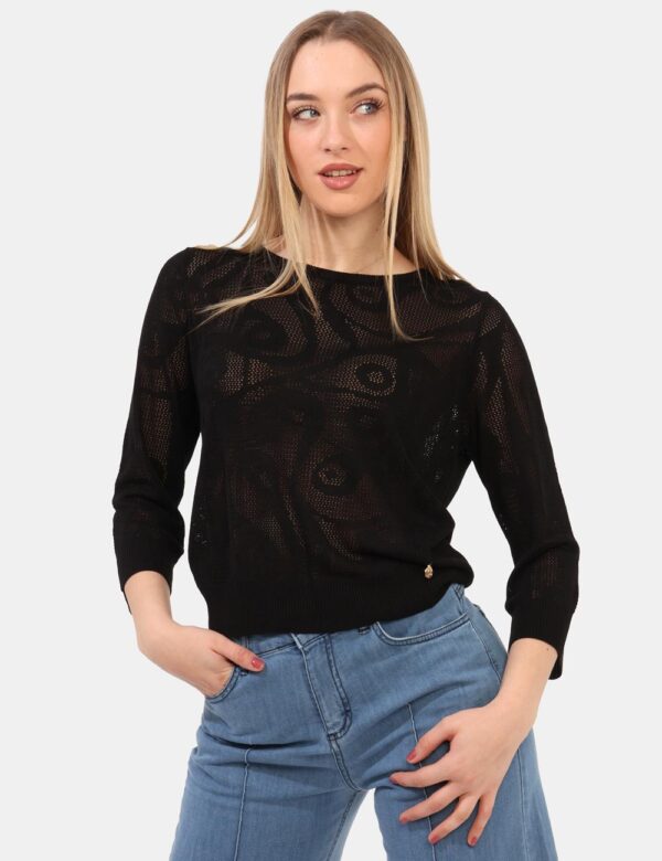 Maglia Yes Zee Nero - Maglia a maniche lunghe in total nero, su tessuto traforato e con girocollo classico. La vestibilità è