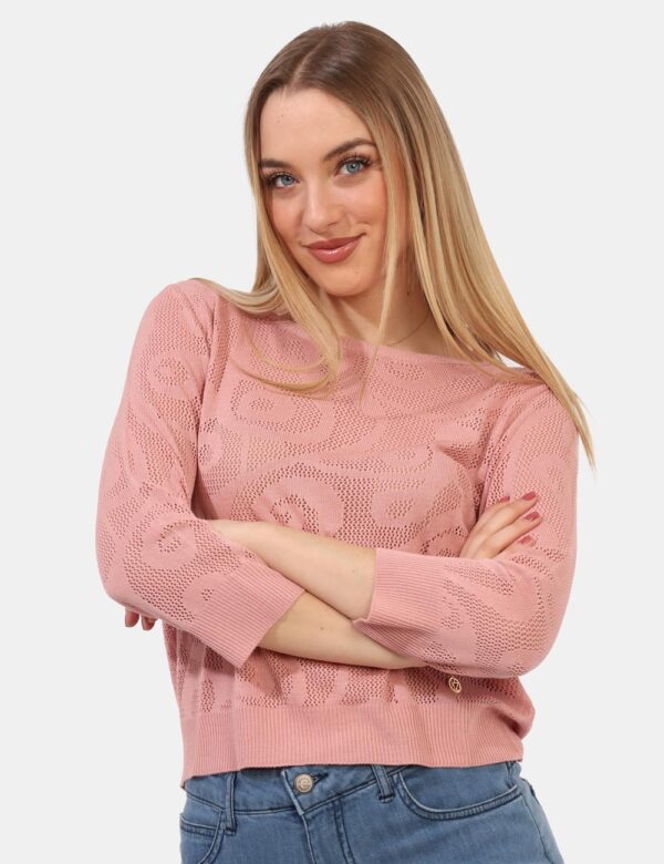 Maglia Yes Zee Rosa - Maglia a maniche lunghe in total rosa, su tessuto traforato e con girocollo classico. La vestibilità è