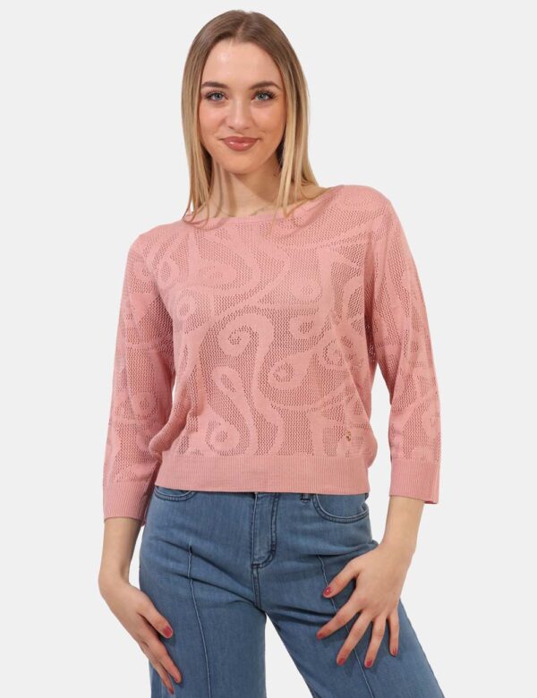 Maglia Yes Zee Rosa - Maglia a maniche lunghe in total rosa, su tessuto traforato e con girocollo classico. La vestibilità è