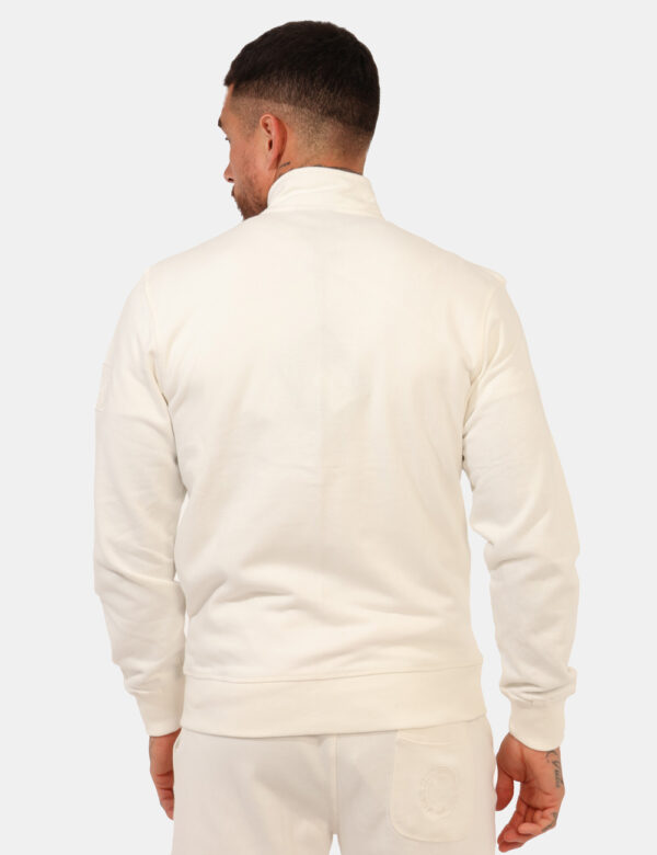 Felpa Aeronautica Italiana Panna - Felpa garzata in total bianco panna con tasche a taglio trasversale e logo brand ricamato