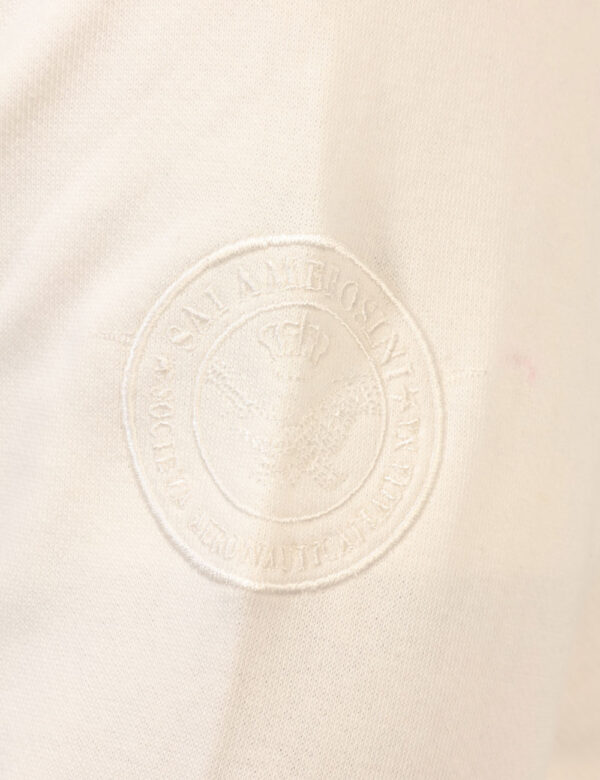 Felpa Aeronautica Italiana Panna - Felpa garzata in total bianco panna con tasche a taglio trasversale e logo brand ricamato