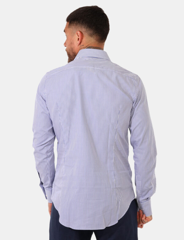 Camicia Zero Iron Plus Blu - Camicia casual, innovativa, no stiro e antimacchia, in fantasia rigata bianco e blu, con taglio