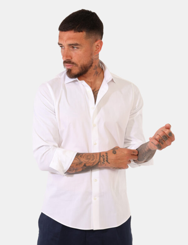 Camicia Zero Iron Plus Bianco - Camicia casual, innovativa, no stiro e antimacchia, in total bianco e con taglio slim oltre