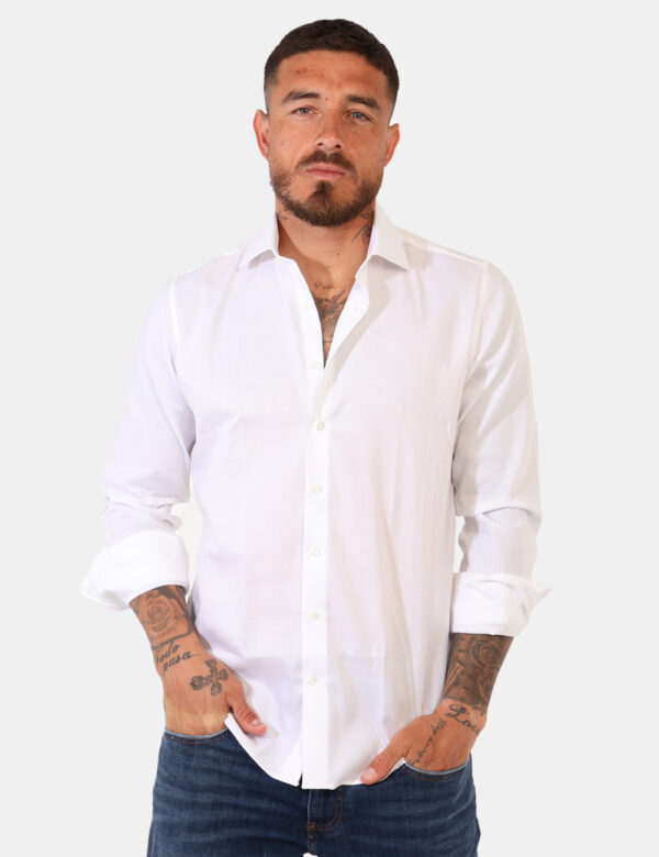 Camicia Zero Iron Plus Bianco - Camicia casual, innovativa, no stiro e antimacchia, in total bianco e con taglio slim oltre
