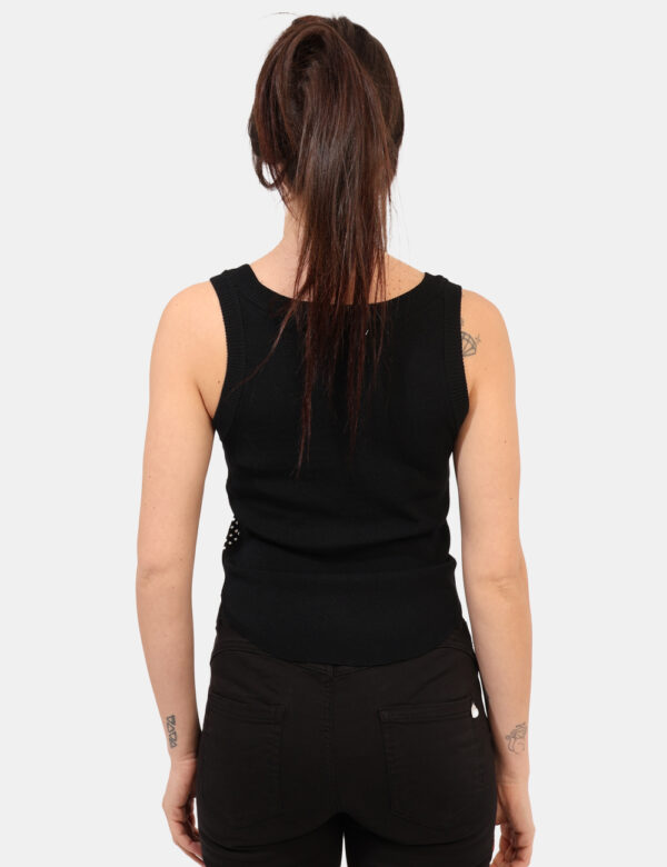 Top Rue De Clerie Nero - Top modello canotta su base nera con glitter argentati. La vestibilità è morbida e regolare. Il top