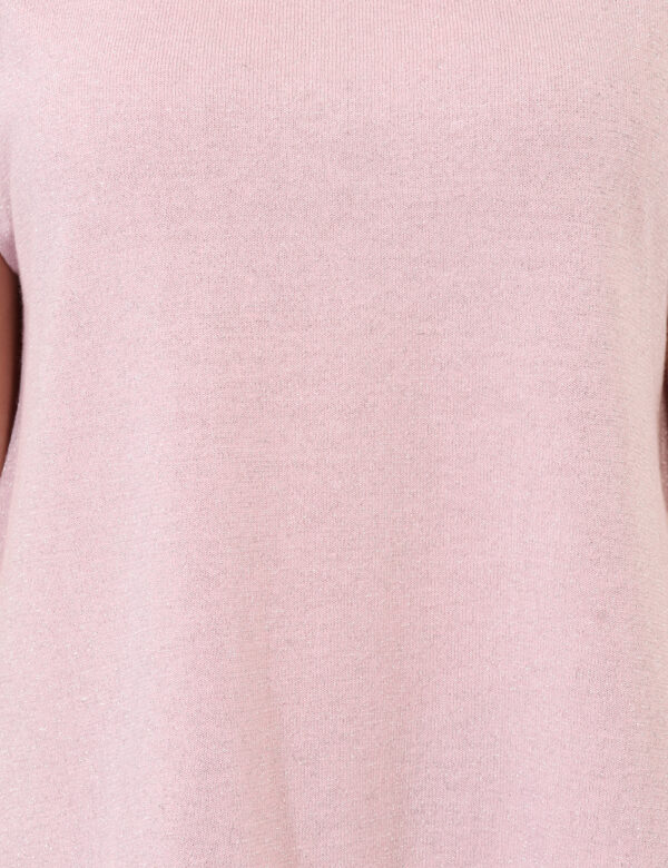 Maglia Sandro Ferrone Rosa - Maglia a maniche corte, in total rosa con filo lurex argentato. La vestibilità è morbida e rego