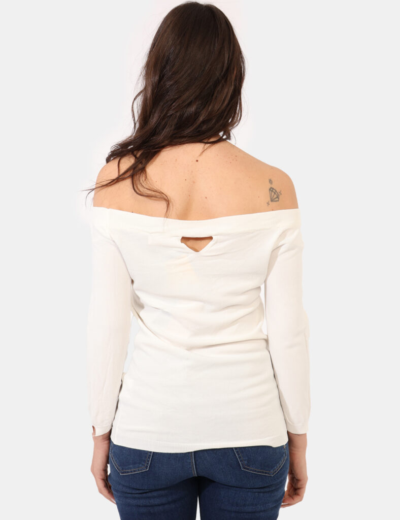 Maglia Sandro Ferrone Bianco - Maglione con scollo a barchetta in total bianco. La vestibilità è morbida e regolare. La magl